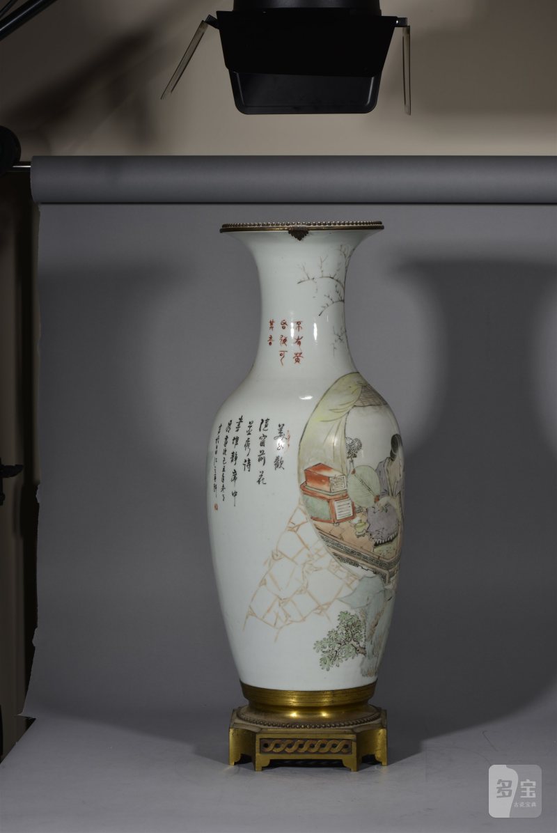 清光绪 浅绛彩300 件仕女大瓶 - 图3